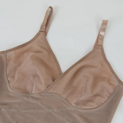 Cross Waist Tummy Control Body Shaping Bodysuit for Women Full Body Control V-Neck Mesh Breathable Briefs Underwear Butt Lifter