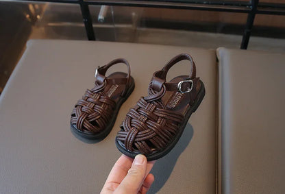 New Sandals Summer Children's Woven Casual Baby Shoes Girls Beach Shoes Slipper Size 22-31