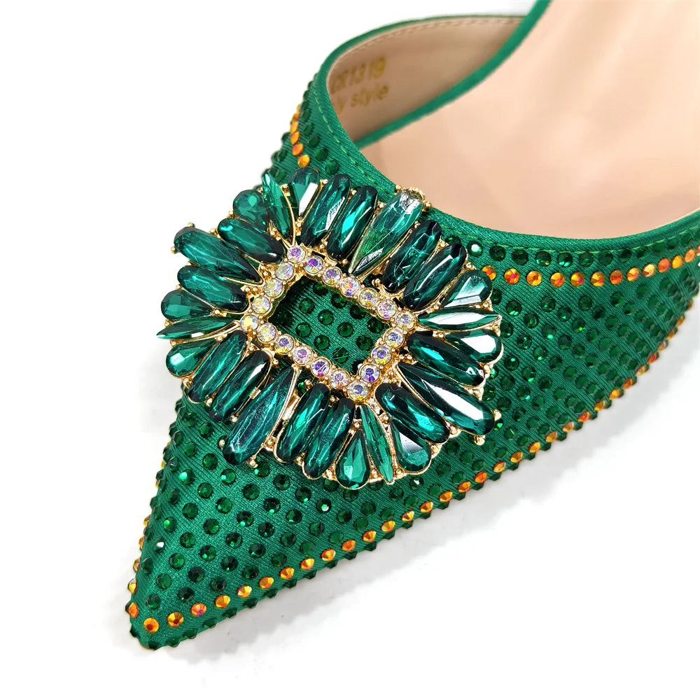 Stylish Nigerian Women's Party Shoe and Handbag Set – Classic Pointed Toe Medium Heel Footwear for Special Occasions