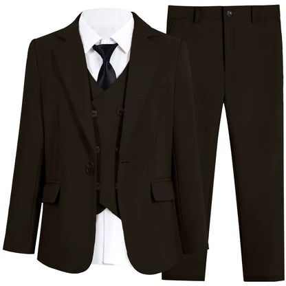 Casual Smart Kids Suit Set 4 Pieces 3 Colors Available Notched Lapel Comfortable Long Sleeved Boys Tuxedo Plus Size 3-14T