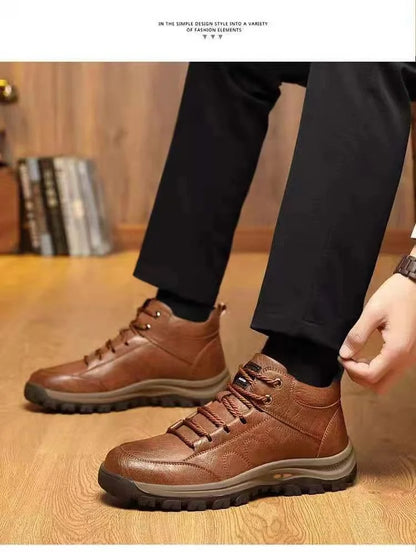 Men’s Winter Sneakers High Top Leather Lined Hiking Casual Sports Shoes