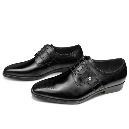 High Grade Men Derby Formal Leather Shoe Lace Up Brogue Dress Wear Male Wedding Shoe Social Office Genuine Cephalopod Shoes Gift