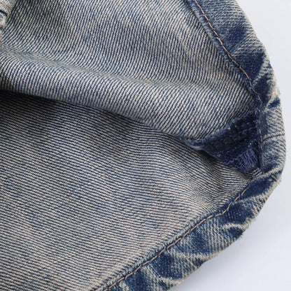 Casual Women Long Jeans Summer Female Chic Ripped Holes Denim Fashion Mid Waist Flanging Button Streetwear Pants Trousers