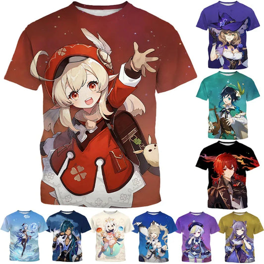 Summer, Genshin Impact game features handsome characters, 3D printed cool and stylish personalized T-shirts