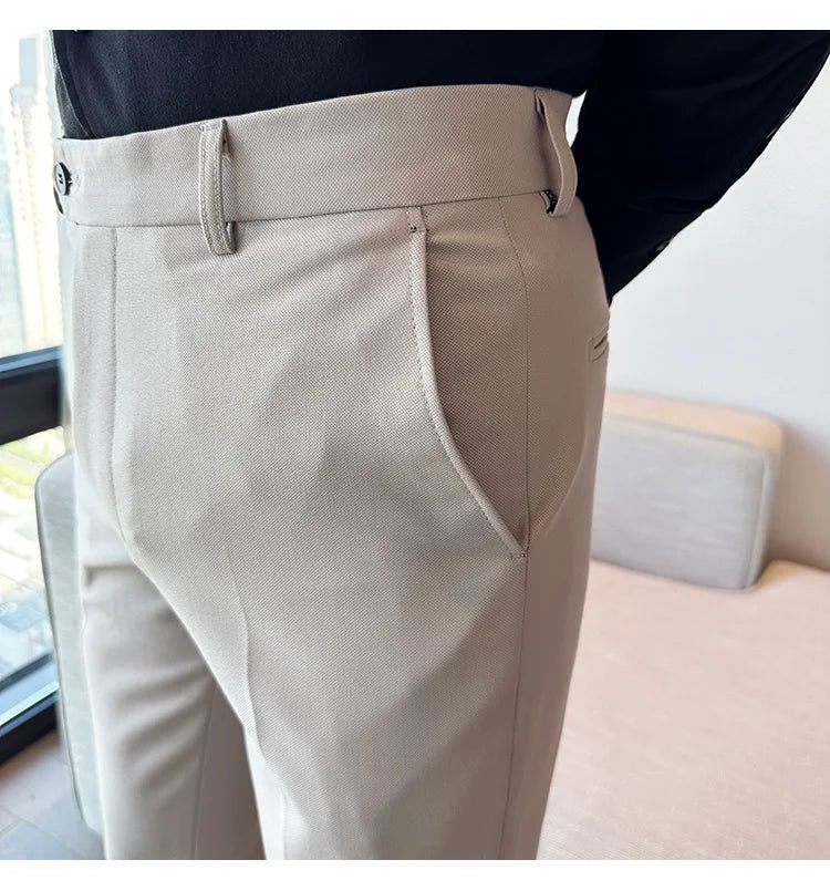 2024 Spring Autumn Fashion Business Casual Pants Men's Straight Leg Slim Fit Suit Pants Formal Office Social Wedding Dress Pants