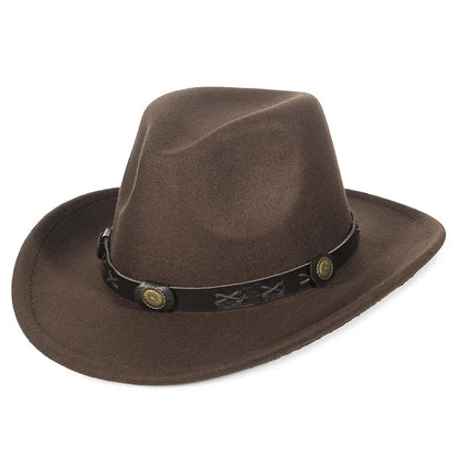 Autumn Winter Western Cowboy Hat for Men Women Wide Brim Fedora Jazz Hats Cowgirl Hat with Belt