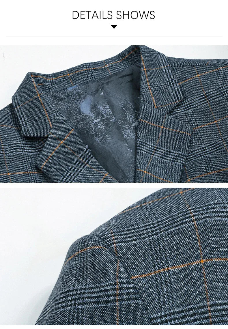 Brand 2026 Spring Stripe Suits Men 2 Button Autumn Business Elegant Man Jacket  Fashion New in Suits Blazers Men
