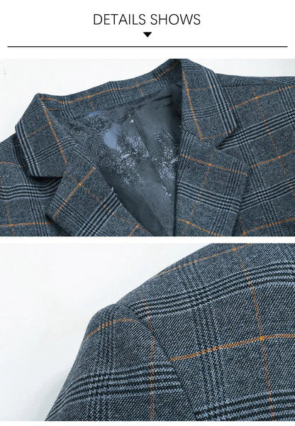 Brand 2026 Spring Stripe Suits Men 2 Button Autumn Business Elegant Man Jacket  Fashion New in Suits Blazers Men
