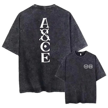 Unisex Oversized Anime Washed T-shirt Men One Piece Streetwear Women Short Sleeved Graphic Tee Summer Harajuku Casual Top HipHop