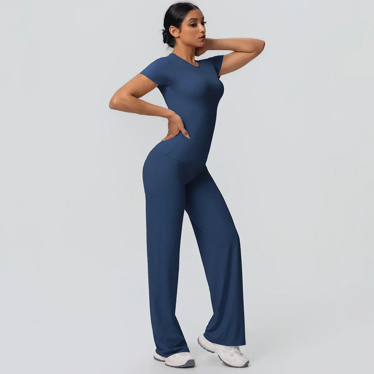 Fitness Sports Workout Yoga Set for Women Naked Feel Slim Casual Workout Top T-Shirt Quick Drying Push Up Running Pants Yoga Set