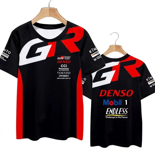 2026 New Toyota 3D Printed Crew Neck Short-Sleeved T-Shirt for Le Mans Racing, Casual and Loose-Fitting Tops for Men and Women M