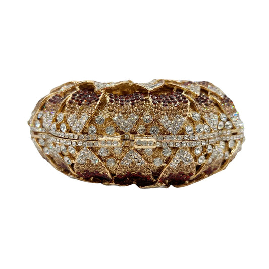 Hot-selling Luxury Sunflower-shaped Hollow Full-paved Sparkling Beaded Crystal Women's Wedding Evening Bag.