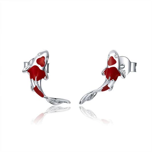 Gardiens Poissons porte-bonheur Corde Chaîne Bracelet Boucles d'oreilles Bague pour Couple Argent Sterling 925 Bijoux en émail Amitié Fashi