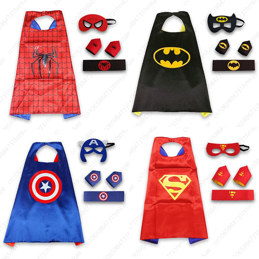 Superhero Halloween Masquerade Mask Cape Cloak Anime Spider Man Batman Cloak Action Figure Toys Cosplay Party Gift