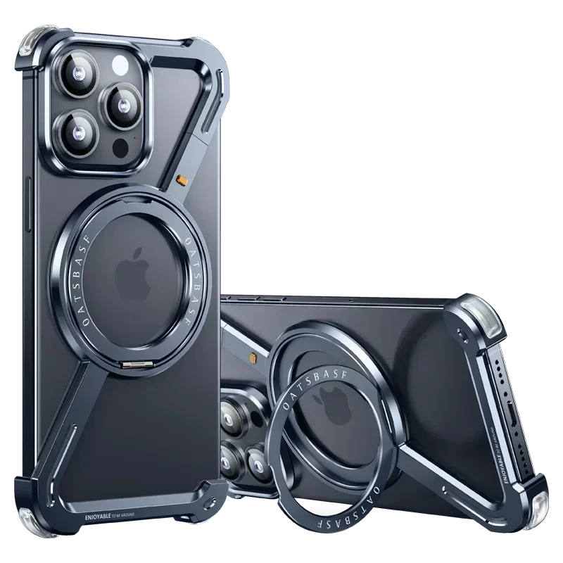 Z Case for iPhone 16 15 14 13 12 Pro Max for Magsafe 360°Rotatable Magnetic Kickstand Metal Frameless Bumper Phone Cover