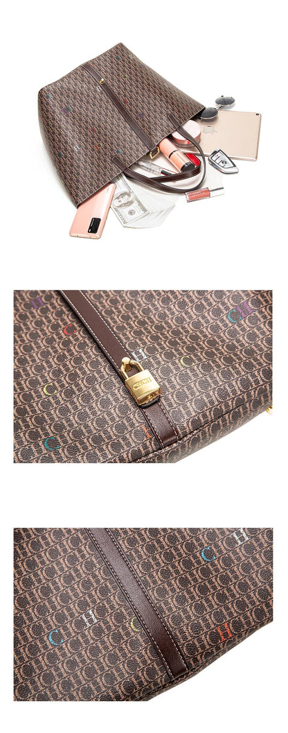 Retro Classic Style Large Capacity Women's Handbag Exquisite Workmanship Letters Printing Ladies Multifunctional Handbag