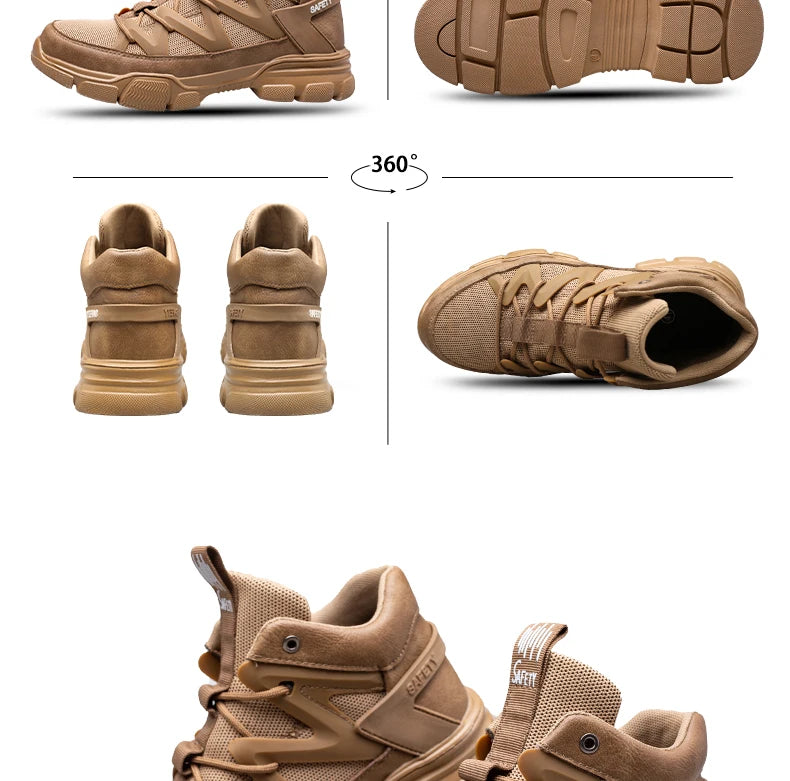 Male Work Boots Indestructible Safety Shoes Men Steel Toe Puncture-Proof Work Sneakers Male Shoes For Adult Work Shoes