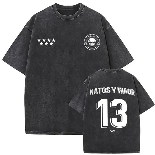 Washed Vintage NATOS WAOR Hijos De La Ruina Logo Album Merch T Shirts Men's Women Hip Hop Gothic Short Sleeve T-shirt Streetwear