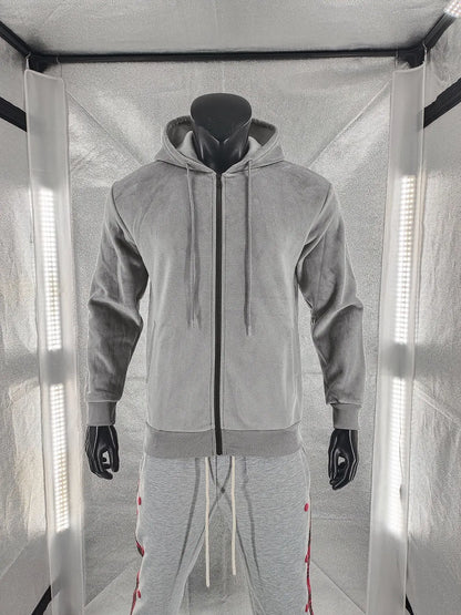 New Men's Sweater Coat Fall Winter New Composite Velvet Zipper Cardigan Casual Hooded Sweatshirt Sweater Fashion Men's Clothing