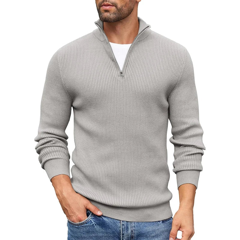 Men's Turtleneck Pullover Sweaters Zip Knitted Jumper Winter Sweater Long Sleeve Work Warm Coats Slim Fit Lightweight Outwear