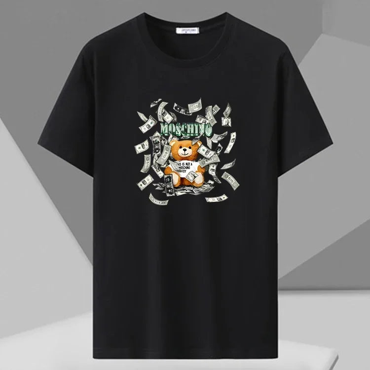 Men T-shirt Printed Tee Plus Size 110-180kg 5XL 6XL 7XL Black T Shirts Round Neck Short Sleeve Oversized Tops Big Size Clothing