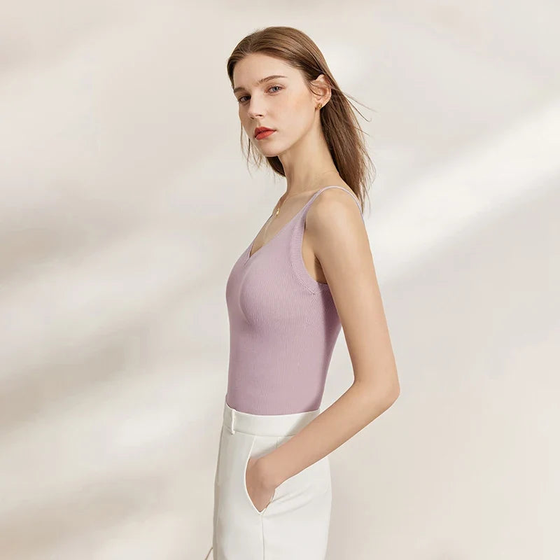 Women Tank Top 2026 Summer Basic Knit Sleeveless V-Neck Ribbed Vest Casual Clothes Versatile Layer Woman Crop Top 12641107