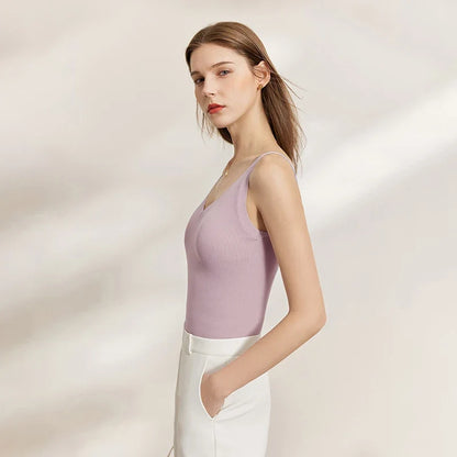 Women Tank Top 2026 Summer Basic Knit Sleeveless V-Neck Ribbed Vest Casual Clothes Versatile Layer Woman Crop Top 12641107