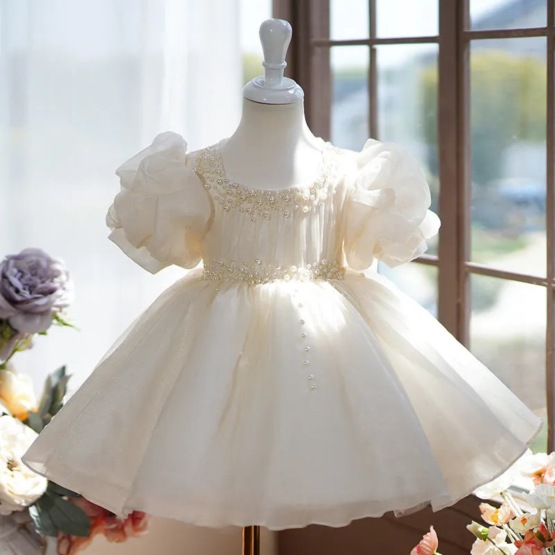 Children Girls Birthday Flower Girl Wedding Little Gown Kids Formal Champagne Host Piano Performance Princess Summer Costume