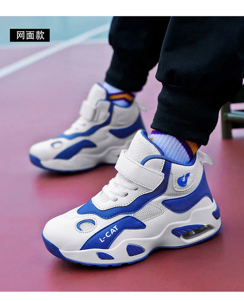 Children's High-top Basketball Shoes Anti-slip Basketball Combat Boots Boys Girls Outdoor Cushioned Sneakers Ankle Support Shoes