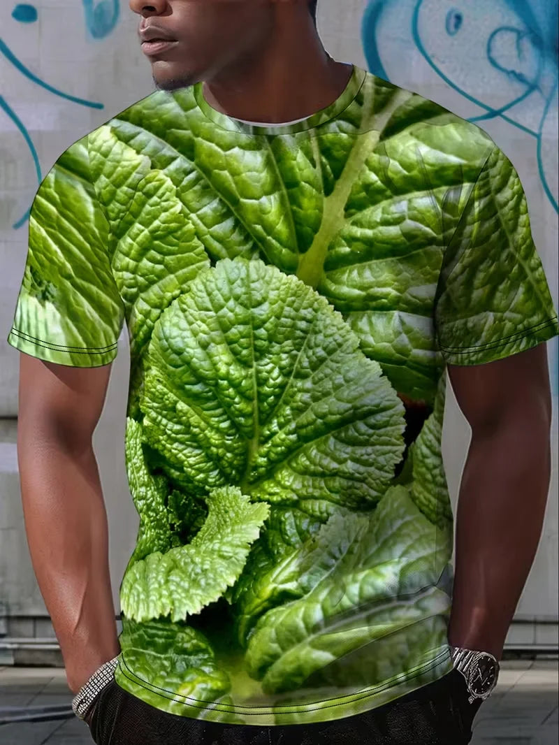 Funny Cabbage Lettuce T-Shirts Vegetable 3D Print Men Women Short Sleeve T Shirt Harajuku Y2K Tops Oversized Tees Men's Clothing