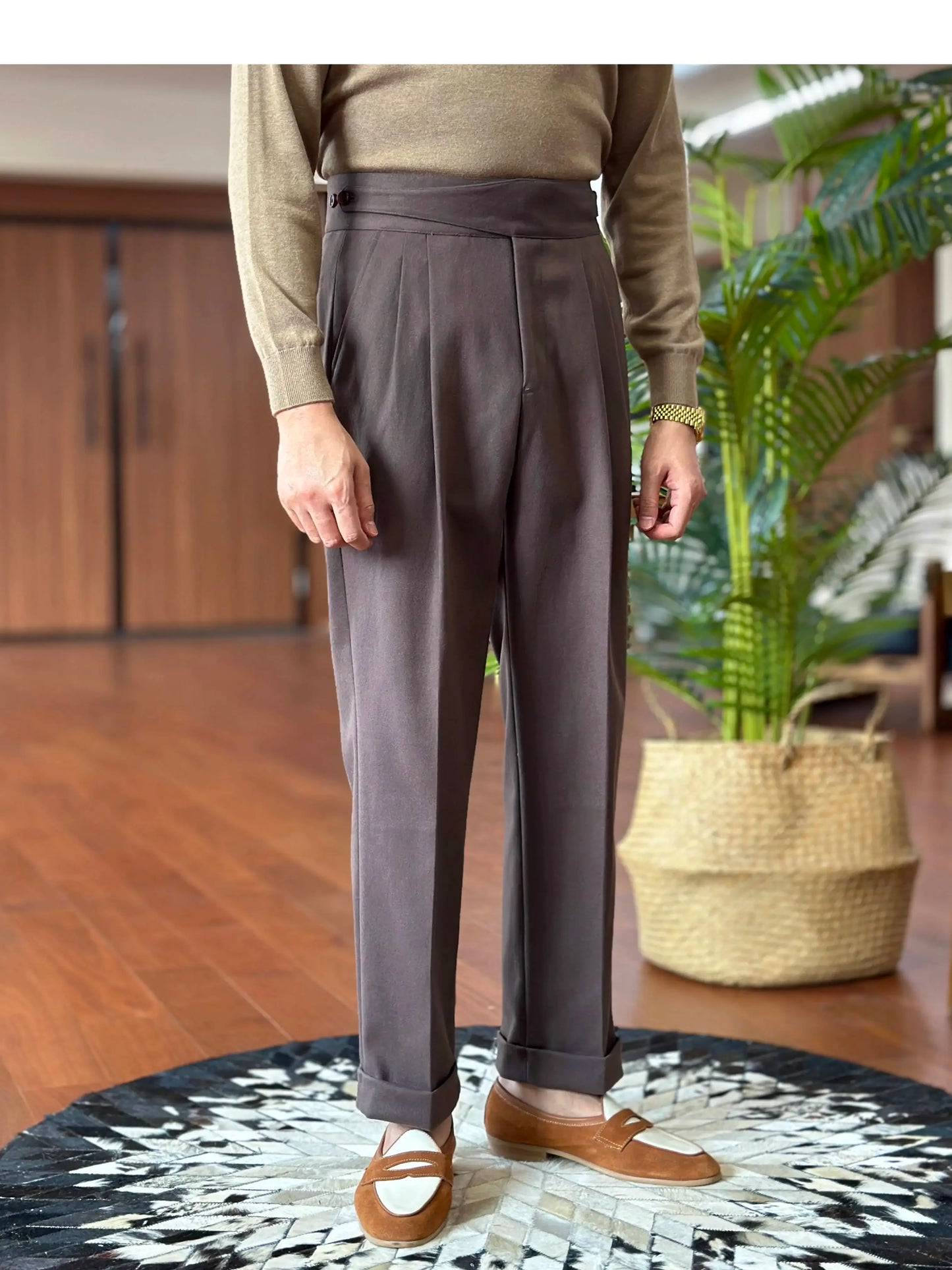 Naples Pants For Men High-Waisted Daily Office Straight-Leg Casual Long Trousers Commuting Versatile British Style Autumn Dress