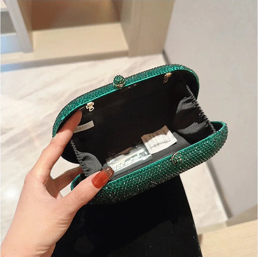 Women Diamond Clutch Bags Wedding Party Prom Dinner Wallets With Chain Luxury Mini Banquet Evening Purse Egg Shaped Handbags
