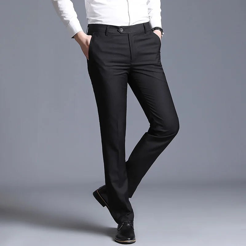 Autumn New Men's Suit Pants, Asian Sizes Office Trousers, Available in Blue, Red, Gray, and Black.