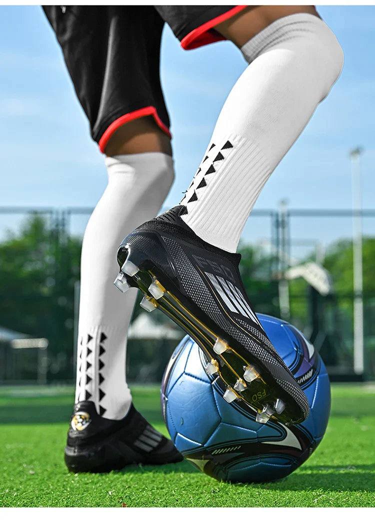 NEW Without-lace F50+ Mens Soccer Shoes Boys Training Non-Slip Turf Soccer Cleats TF/FG Football Sneakers Chuteira Campo 35-45