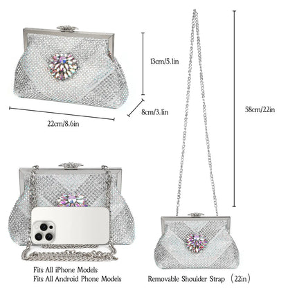 Italian Shoes and Bags Matching Set 2024 Silver Color Rhinestone Fashion High Heels for Women Pointed Toe Pumps