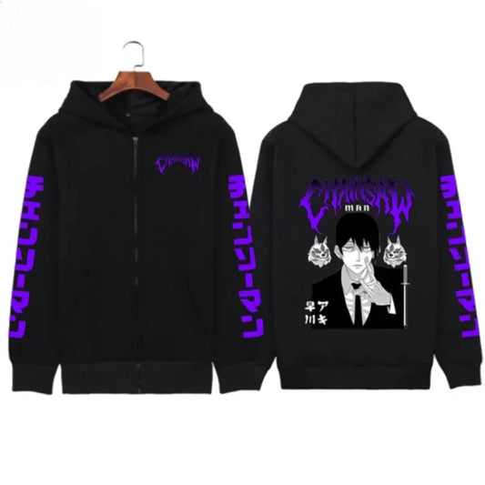 Chainsaw Man Men's Zipper Coat Hoodie Sweater Long-sleeved Jacket Aki Hayakawa Anime Spring And Autumn Top Winter