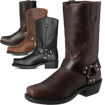 2026 Retro Men Western Boots Hand Work Cowboy Boots Male Lightweight Comfort Knight Boots Autumn Winter New Men’s Shoes Zapatos