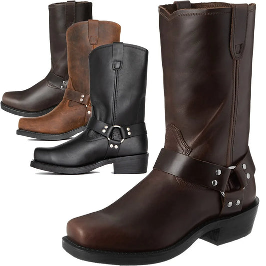 2026 Retro Men Western Boots Hand Work Cowboy Boots Male Lightweight Comfort Knight Boots Autumn Winter New Men’s Shoes Zapatos