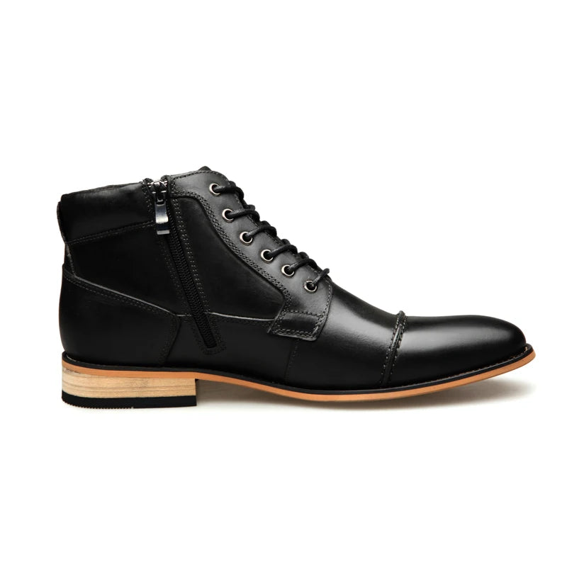 ZFTL New Men Ankle boots Handmade men Chelsea Genuine Leather Men boots Lace-up male Casual high-top boots big size 2025