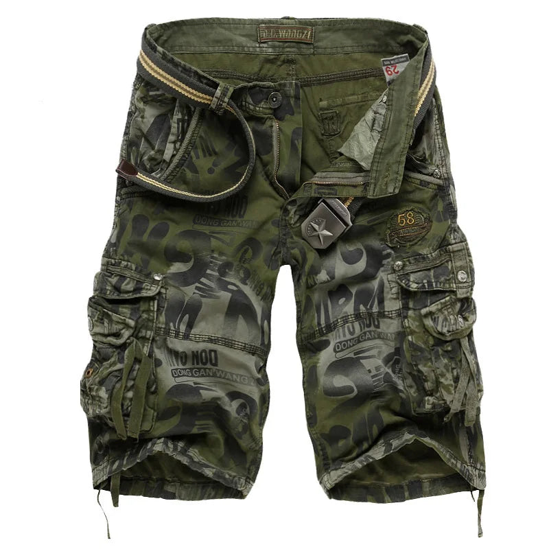 Summer Camouflage Men's Cargo Shorts Pure Cotton Half Pants Multi-pocket Casual Shorts Men Clothing Beach Shors 38-42 A2F2292