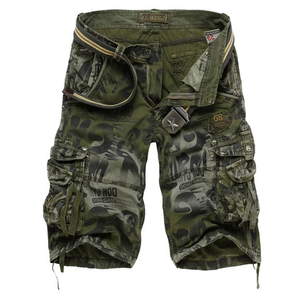 Summer Camouflage Men's Cargo Shorts Pure Cotton Half Pants Multi-pocket Casual Shorts Men Clothing Beach Shors 38-42 A2F2292