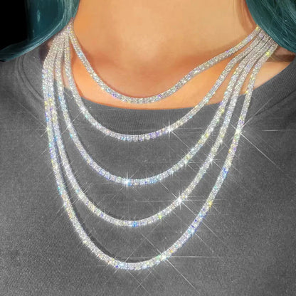2/2.5/3/4/5mm Full D Color VVS1 Moissanite Tennis Necklace for Woman Man 925 Silver GRA Certified Party Bridal Neck Chain