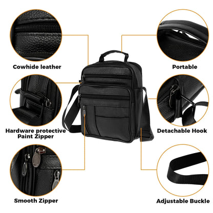 Leather Shoulder Bag for Men Small Crossbody Backpack Shoulder Bag with Adjustable Shoulder Straps PU Leather Chest Bag Daypack