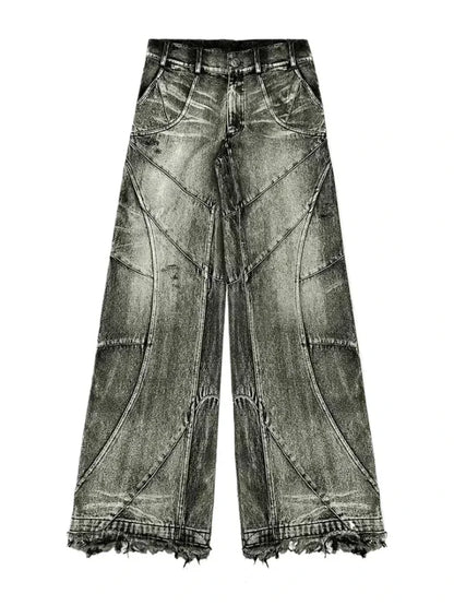 Vintage Y2k Streetwear Punk Hip Hop Jeans Women Pants Grunge Baggy Ripped Denim Trousers Gothic Distressed Wide Leg Jeans Goth