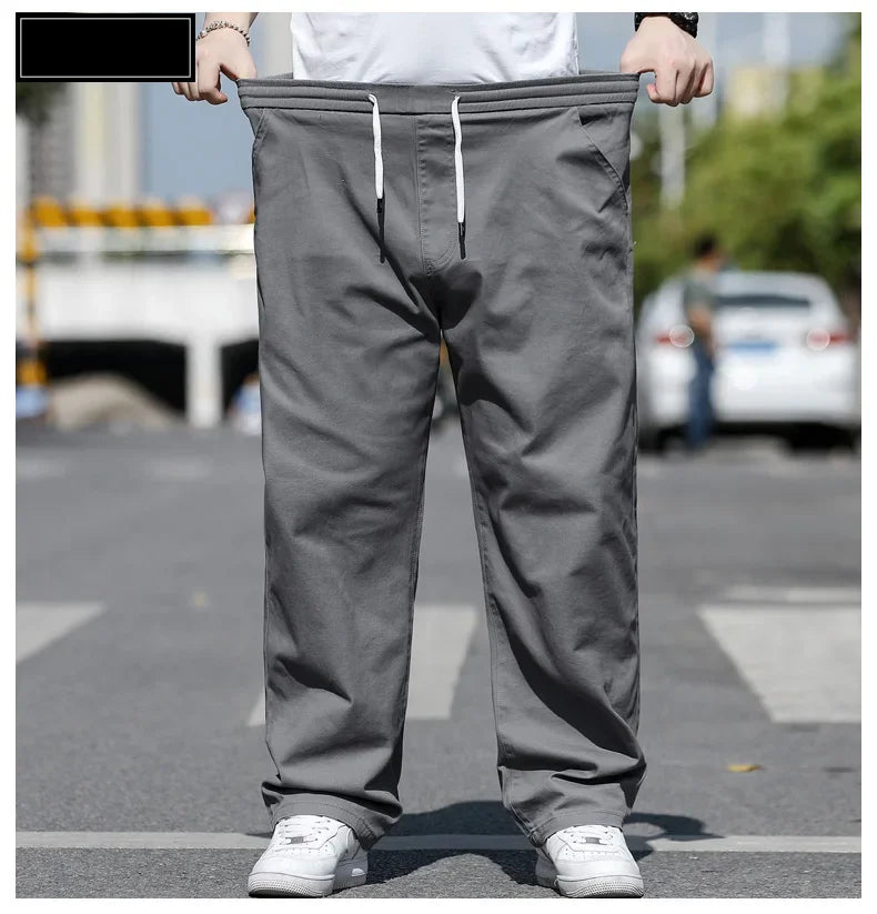 Men's Summer Workwear Pants Plus Size Loose Straight Leg Casual Trousers XL-8XL Big and Tall Large Summer Pants Asian Size