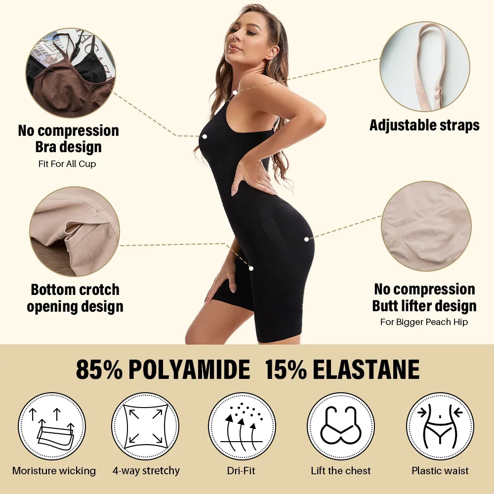 Seamless Bodysuit Compression Open Crotch Shapewear Women Push Up Corset Slimming Butt Lifter Full Body Shaper Slimmer