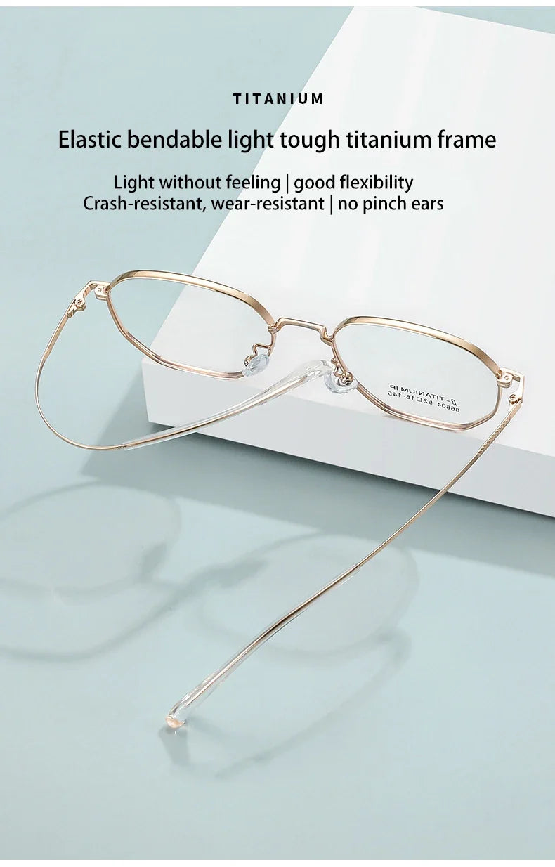 New Retro Simple Fashion Eyeglass Frames Semi Titanium Myopia Anti-Blue Light Glasses Customizable Prescription 86604