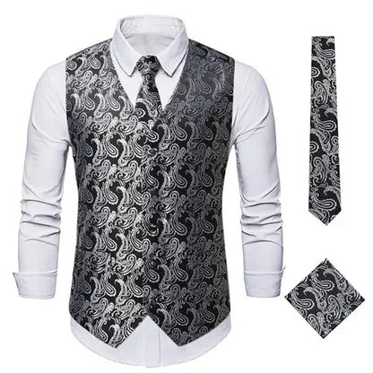 Red Men's Single Breasted V-Neck Sleeveless Vest Jacket, Wedding Party Vests, White Black Blue Green Waistcoat With tie and
