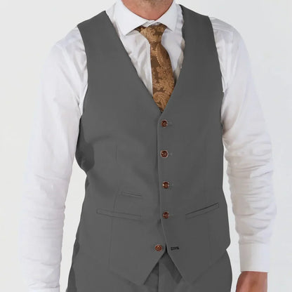 Men Vest Beige V Neck Single Button Solid Waistcoat For Wedding Birthday Banquet Party Business Daily Casual Men Suit Vest