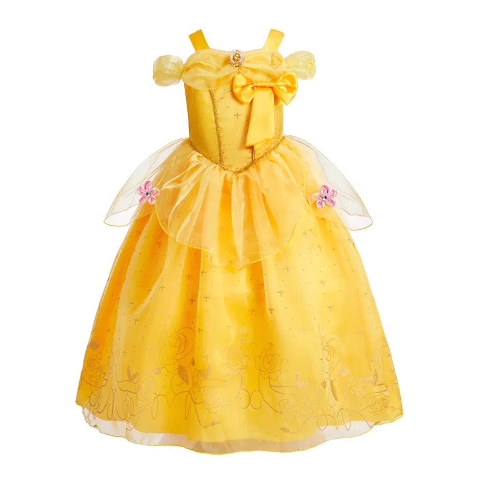 Girls Belle Dress Children Christmas Elegant Princess Costume Baby Summer Halloween Disguise Cosplay Party Fantasy 3-10 Years